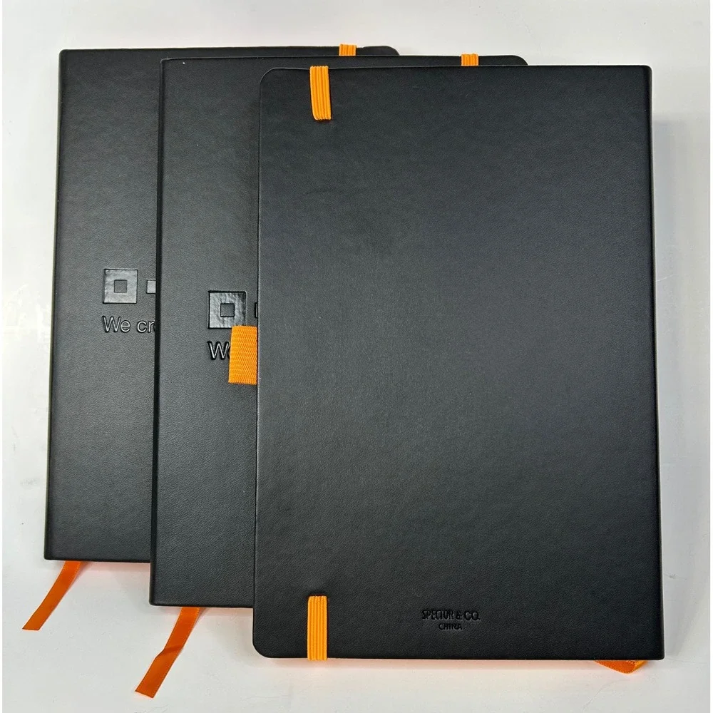 BASF Black Orange Faux Leather Hardcover Lined Journals Notebooks Lot of 3